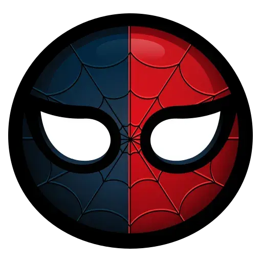 Spider-Man mask, half black, half red.